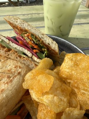 The Bahn Mi with a Honeydew Boba  at Seaside Eatery in Key Largo