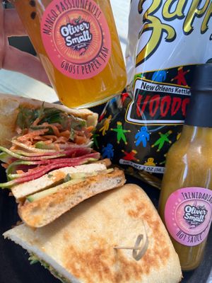 Bahn Mi Sammich house made jam and pepper sauce at Seaside Eatery in Key Largo