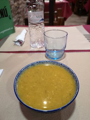 Jamaican pumpkin soup at Vegan Mount in Barcelona