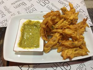 Onion bhaji   at Vegan Mount in Barcelona
