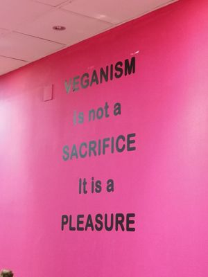 Message on the wall 💞 at Vegan Mount in Barcelona