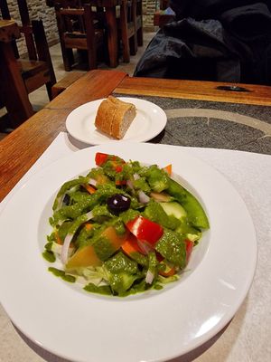 Mixed salad with amazing pesto at Vegan Mount in Barcelona