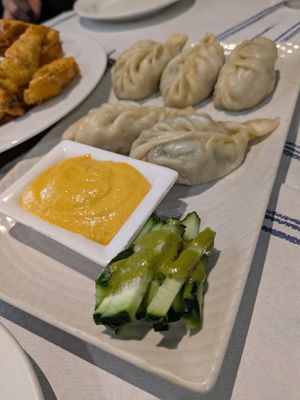Steamed momos at Vegan Mount in Barcelona