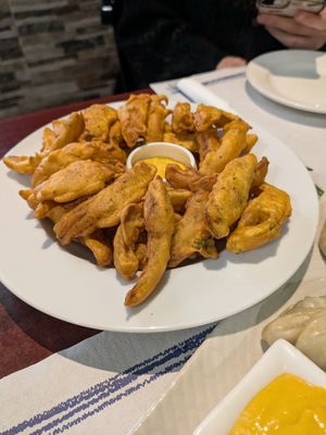 Onion fritters at Vegan Mount in Barcelona