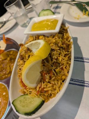 Tofu and seitan biryani at Vegan Mount in Barcelona