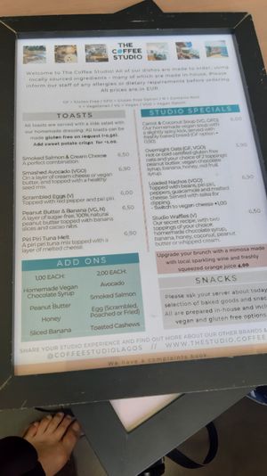 The Menu at The Coffee Studio in Lagos