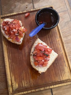 Bruschetta (free)  at Santas Iguanas in Sayulita