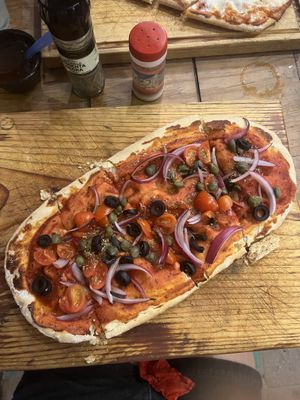 Vegan pizza   at Santas Iguanas in Sayulita
