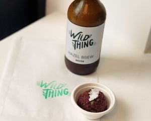 Hazelnut beet bites and signature hazelnut butter cold brew at Wild Thing in Portland