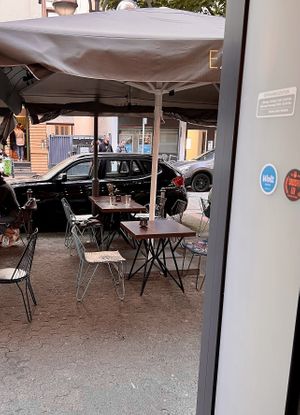 Outdoor seating  #Veganuary at Ezim Cafe in Frankfurt