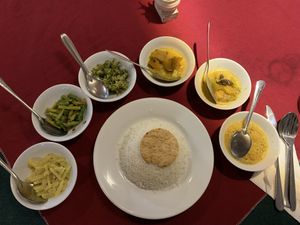 Vegetable curries  at Wijesiri Family Restaurant in Sigiriya