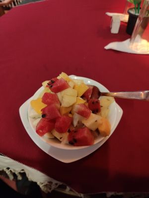 Fruit salad at Wijesiri Family Restaurant in Sigiriya