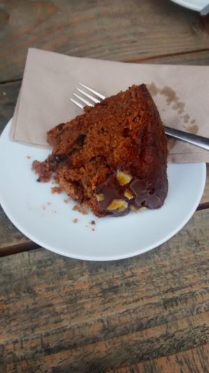 Spicy vegan orange cake at Pillars of Hercules Organic Farm Shop and Cafe in Falkland