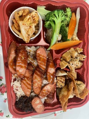 Sausage bento  at Green Green Trees : Your Vegan Kitchen in West Covina