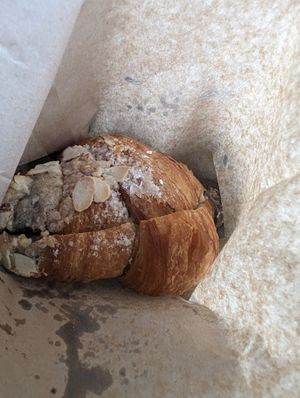 Almond croissant at Goodness Coffee Co in Aldinga