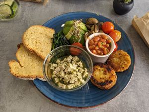 Vegan version of English breakfast at Brunch Club in Funchal