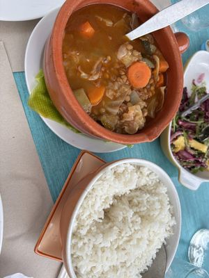 Lentil soup and ricee  at Sai De Baixo & Alto Astral in Gaula