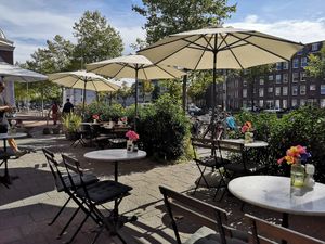 Outside sitting at Benji's - West in Amsterdam