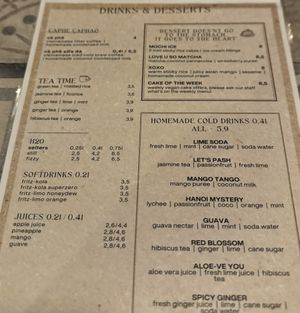 Menu - drinks and dessert.  at Vegang - P-Berg in Berlin