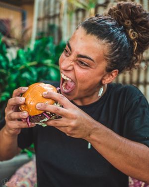 Falafel Burger (VGO) at Mutts Café & Restaurant in Exmouth