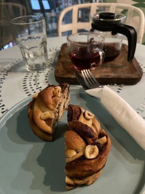 Choc and nut brioche   at Greenr Cafe in New Delhi