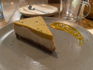Vegan Mango kefir lime pie   at Greenr Cafe in New Delhi
