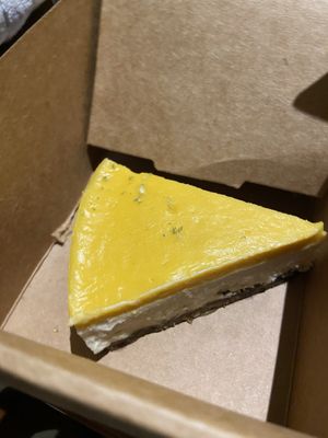 Kaffir lime pie with mango (tasted like vegan cheesecake)  at Greenr Cafe in New Delhi