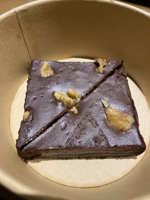 Loco coco brownie was so chocolatey, I enjoyed tasting the date crust on the bottom  at Greenr Cafe in New Delhi