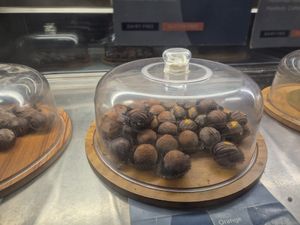 Orange balls at Greenr Cafe in New Delhi