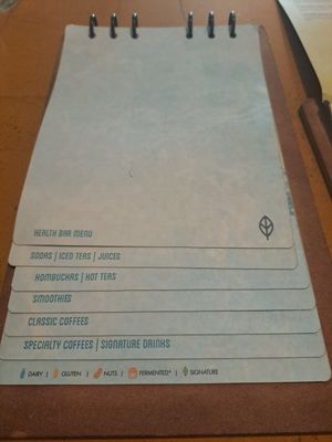 Whole drinks menu at Greenr Cafe in New Delhi