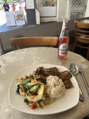 BBQ with rice at HeartFood in Hobart