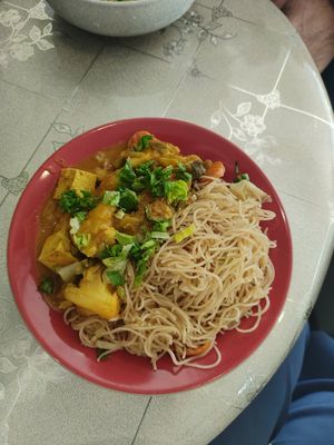 Noodles and tofu at HeartFood in Hobart