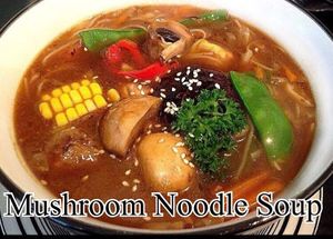 Vegan Mushroom Noodle Soup at HeartFood in Hobart