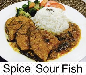 Vegan Spiced Sour “Fish" at HeartFood in Hobart