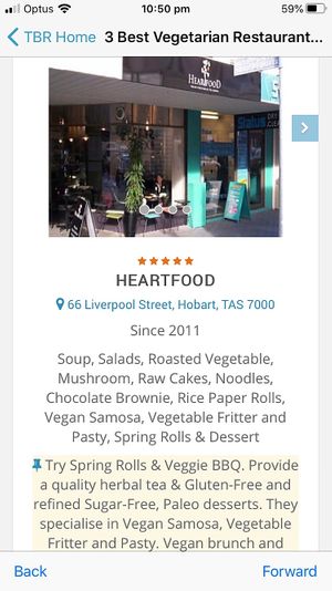 1 of the 3 Best Rated Vegetarian Restaurant❤️ at HeartFood in Hobart