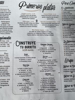 Menú   at Sisters Coffee Shop And Kitchen in Tenerife