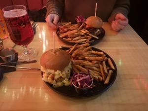 Mac & cheese burger! at V-EDGE in Middlesbrough