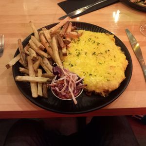 When in Rome, er Middlesbrough. Parmo. Very cheesy! at V-EDGE in Middlesbrough