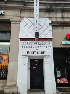 Exterior door, go down the stairs and it's right in front of you at Vegan One Stop  in Cincinnati