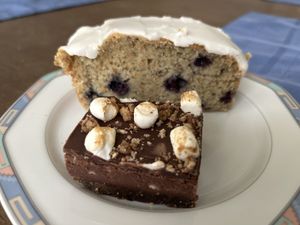 Vegan blueberry lemon loaf and GF s’mores   at Edible Flours in Vancouver