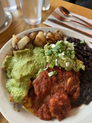 Deluxe vegan huevos rancheros   at Sunlight Cafe in Seattle