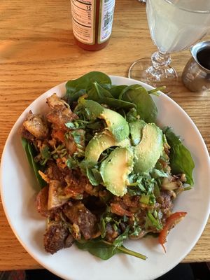 Special potato and tempeh hash that was on the board  at Sunlight Cafe in Seattle