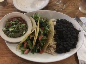 Tempeh taco plate in vegan version at Sunlight Cafe in Seattle