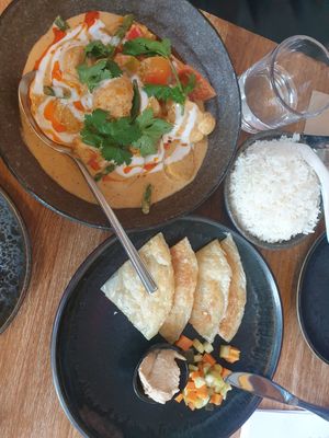 16/6/24 - red curry and roti with housemade pickles at Dāna Eating House in Hobart