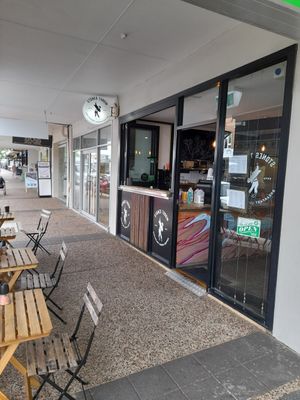 Footpath view at Stones Throw Cafe in Stones Corner