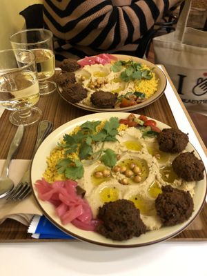 Lebanese Platter and House white wine at Sunshine Parlour in Seoul
