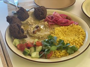 Lebanese platter. Toasted chickpeas was good. Mild...  at Sunshine Parlour in Seoul