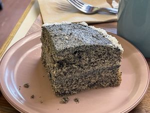 Black sesame cake  at Sunshine Parlour in Seoul
