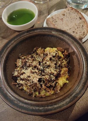 Best plate of the night: polenta with plum chutney and hazelnuts at Restaurant Nolla in Helsinki