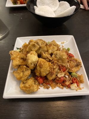 salt and chilli mushrooms  at The Tea House in Falkirk